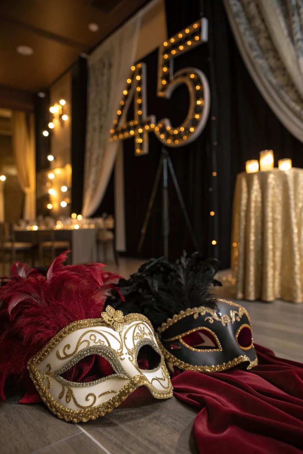 Step into a world of intrigue with a masquerade party that's as mysterious as it is glamorous.