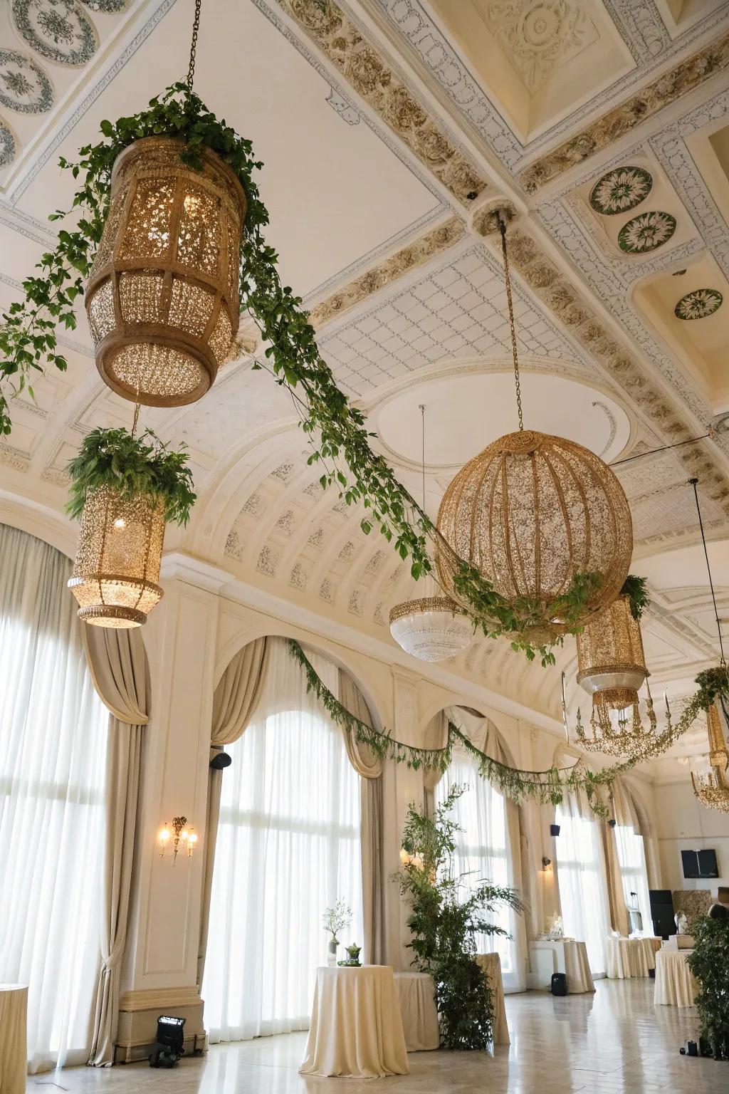 Elevate your decor with stunning ceiling installations for a dramatic effect.