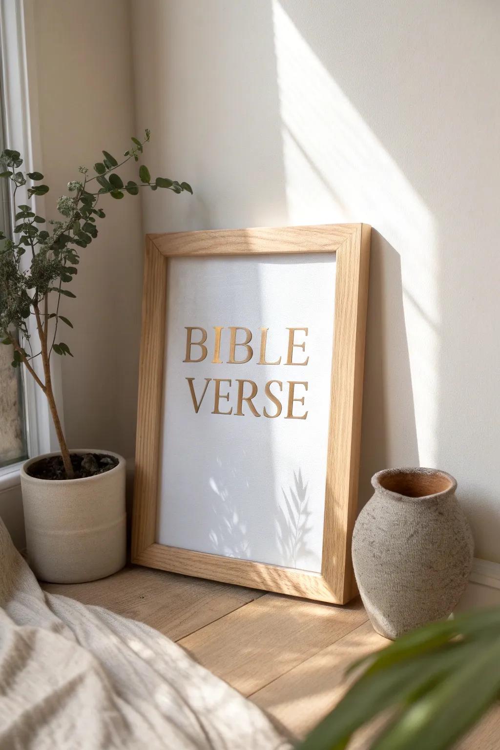 Elevate your decor with shimmering metallic foil verse prints. #MetallicDecor #LivingRoomElegance