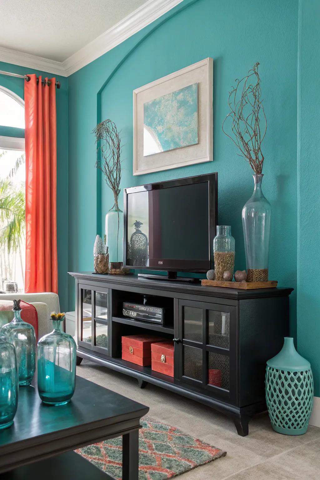 Achieve a modern look with elegant glass decor on your TV stand.