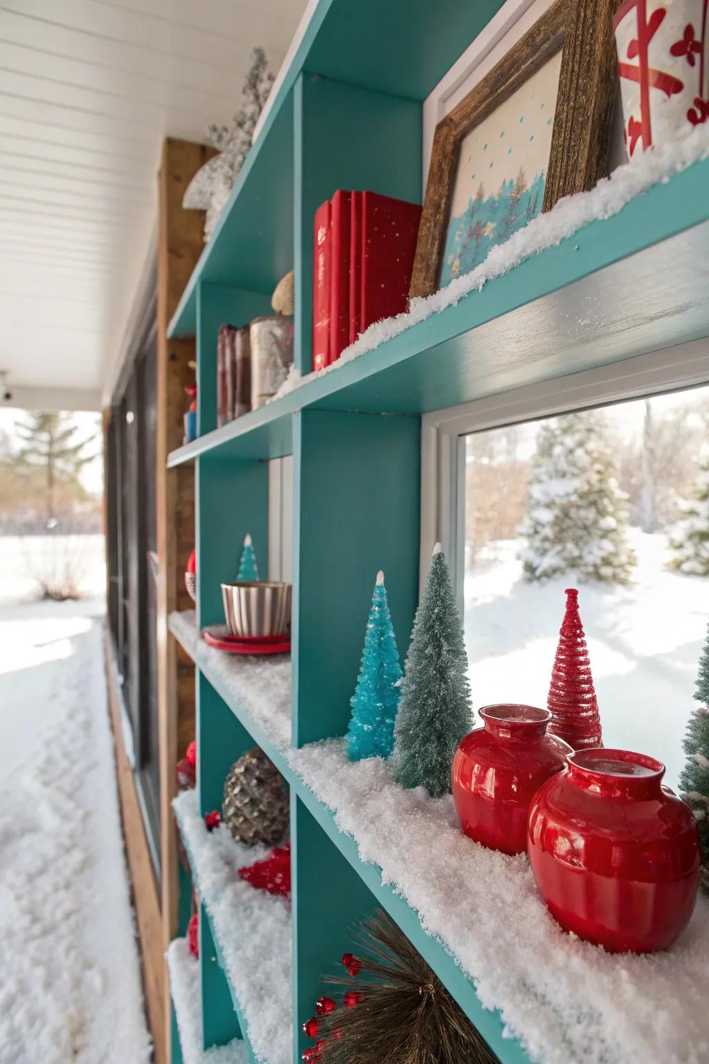 Transform your shelves into a snowy wonderland. ❄️ #WinterWonderland #SnowyDecor
