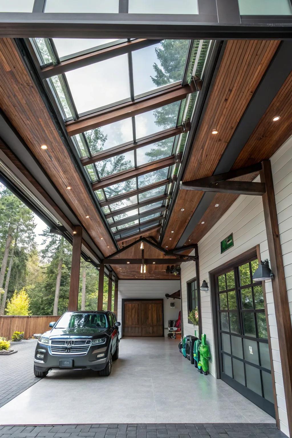 Enhance light and space with reflective surfaces that add shine to your carport.