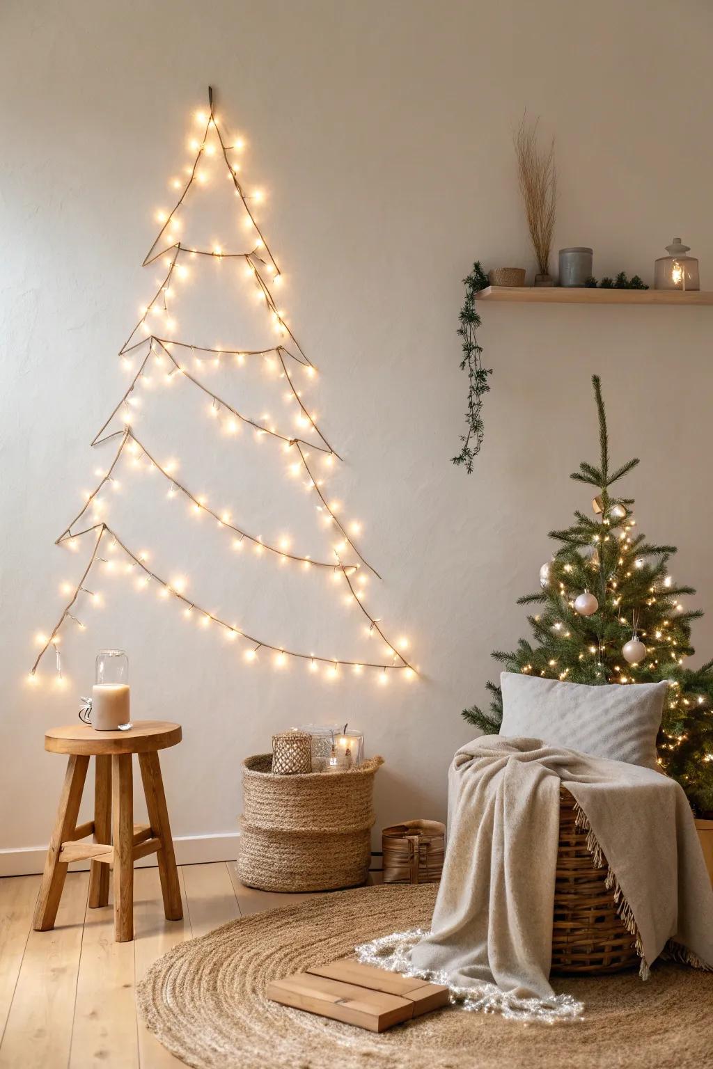Infuse magic into your home with a twinkling light Christmas tree. ✨ #FairyLights #FestiveGlow