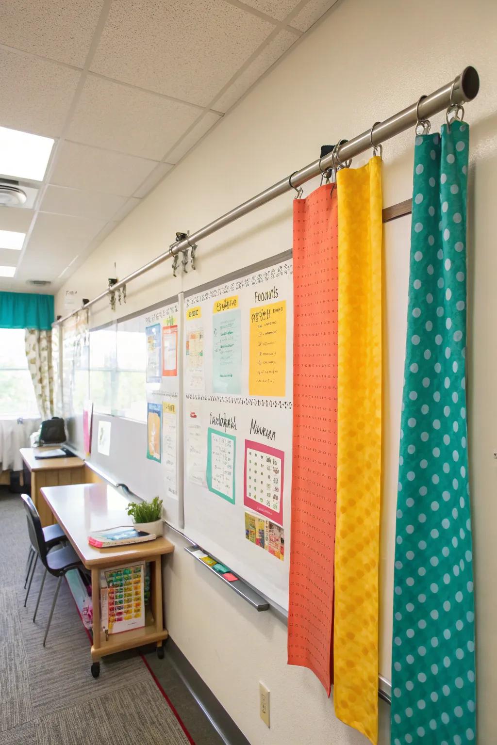 Display charts with ease and style using magnetic curtain rods. 🎨 #CreativeClassroom #TeachingTools