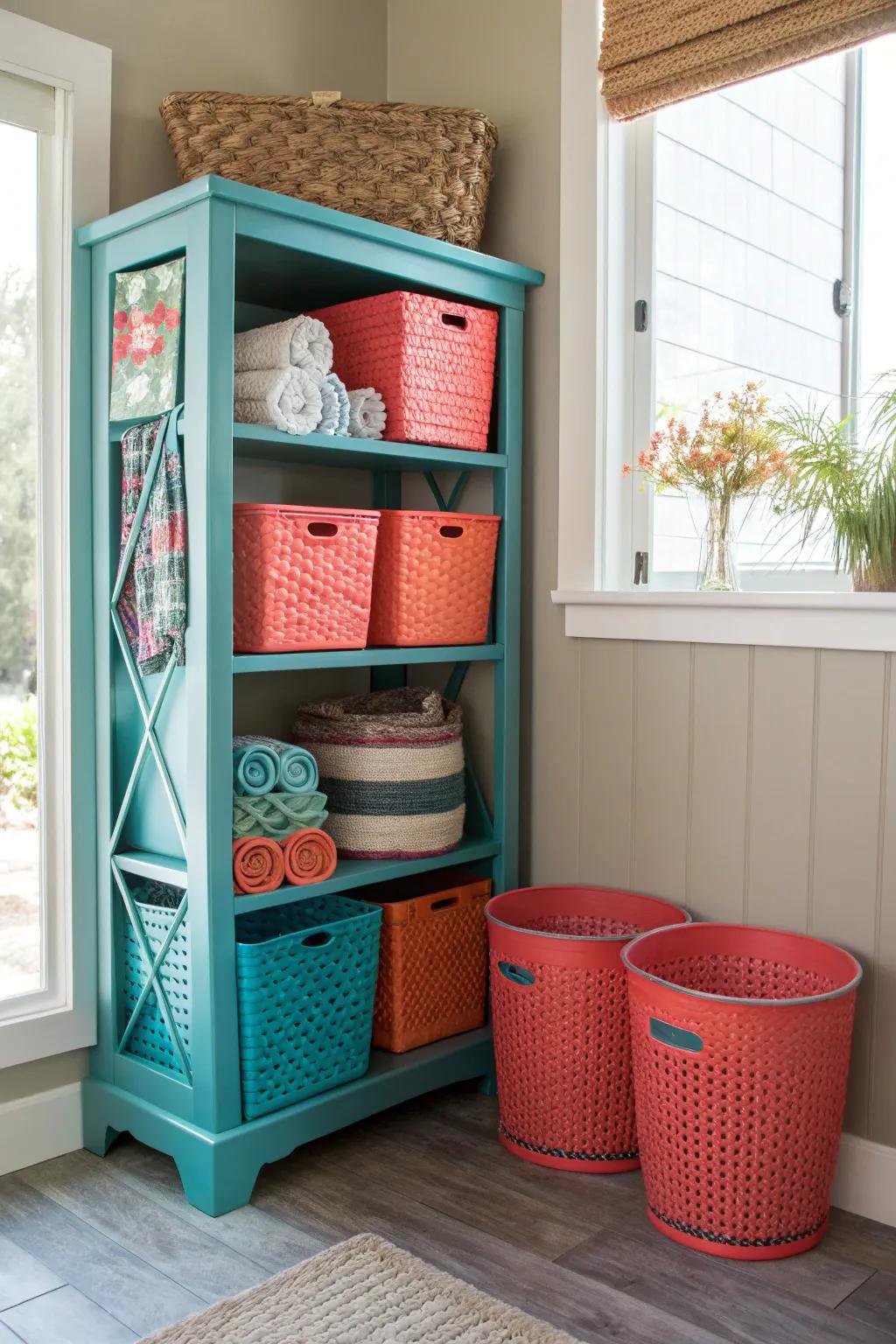Contain your clutter with baskets and bins that add style and function. #BasketLove #HomeOrganization