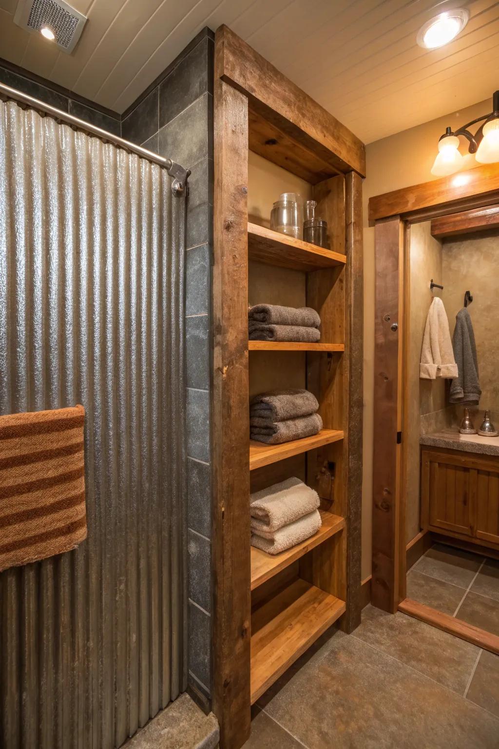 Upgrade your shower with a corrugated metal niche that combines style and functionality.