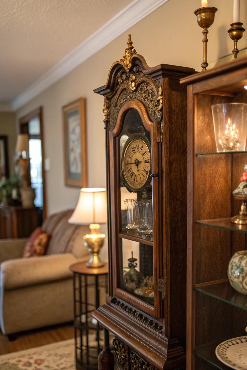 Family heirlooms add a personal touch and storytelling element to your curio cabinet.