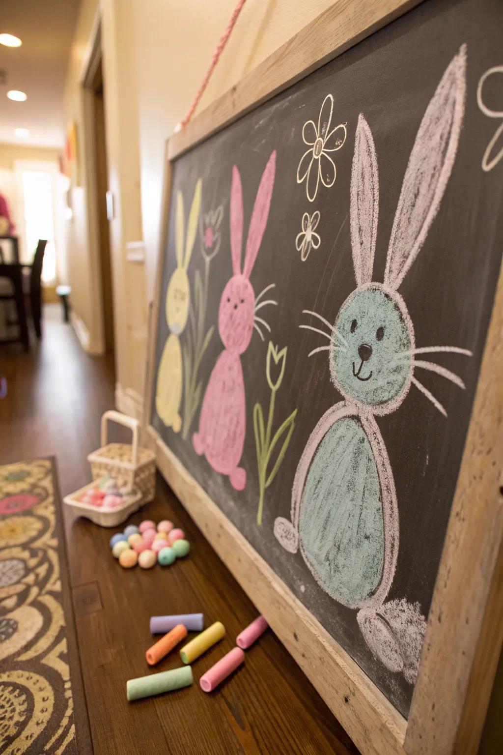Unleash creativity with chalkboard bunnies that invite personal touches.