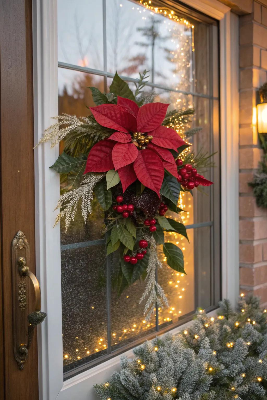 Brighten your windows with holiday florals that burst with color and festive cheer.