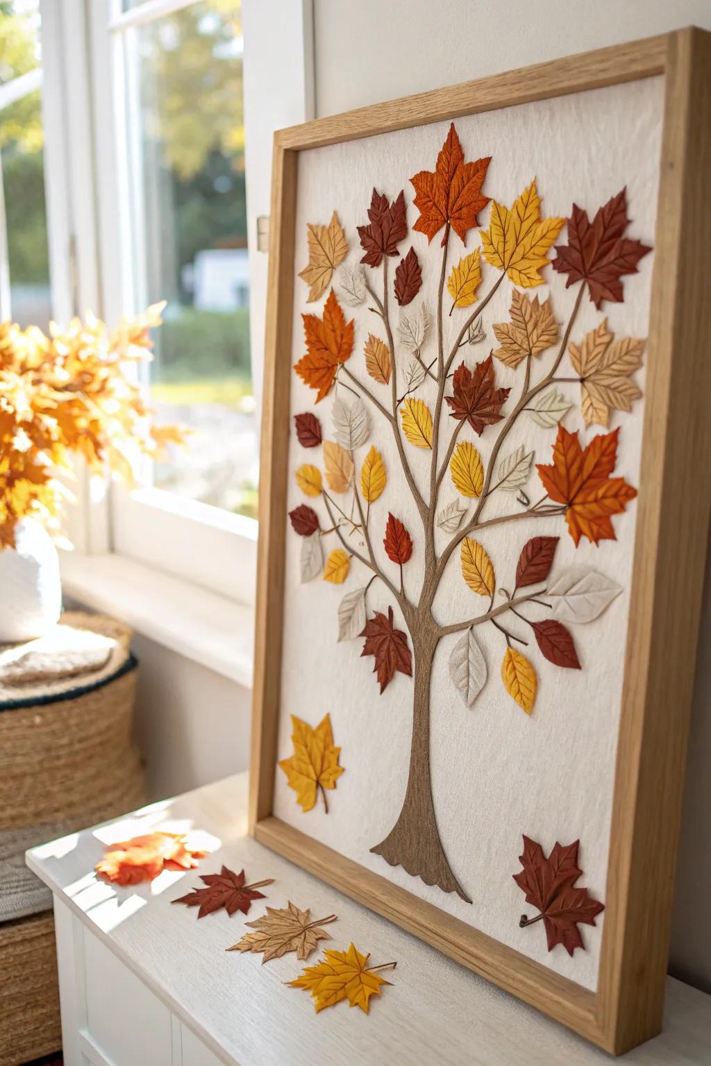 Experience a burst of fall color with a 3D Leaf Explosion. 🍂🌟 #DimensionalDecor #FallArt