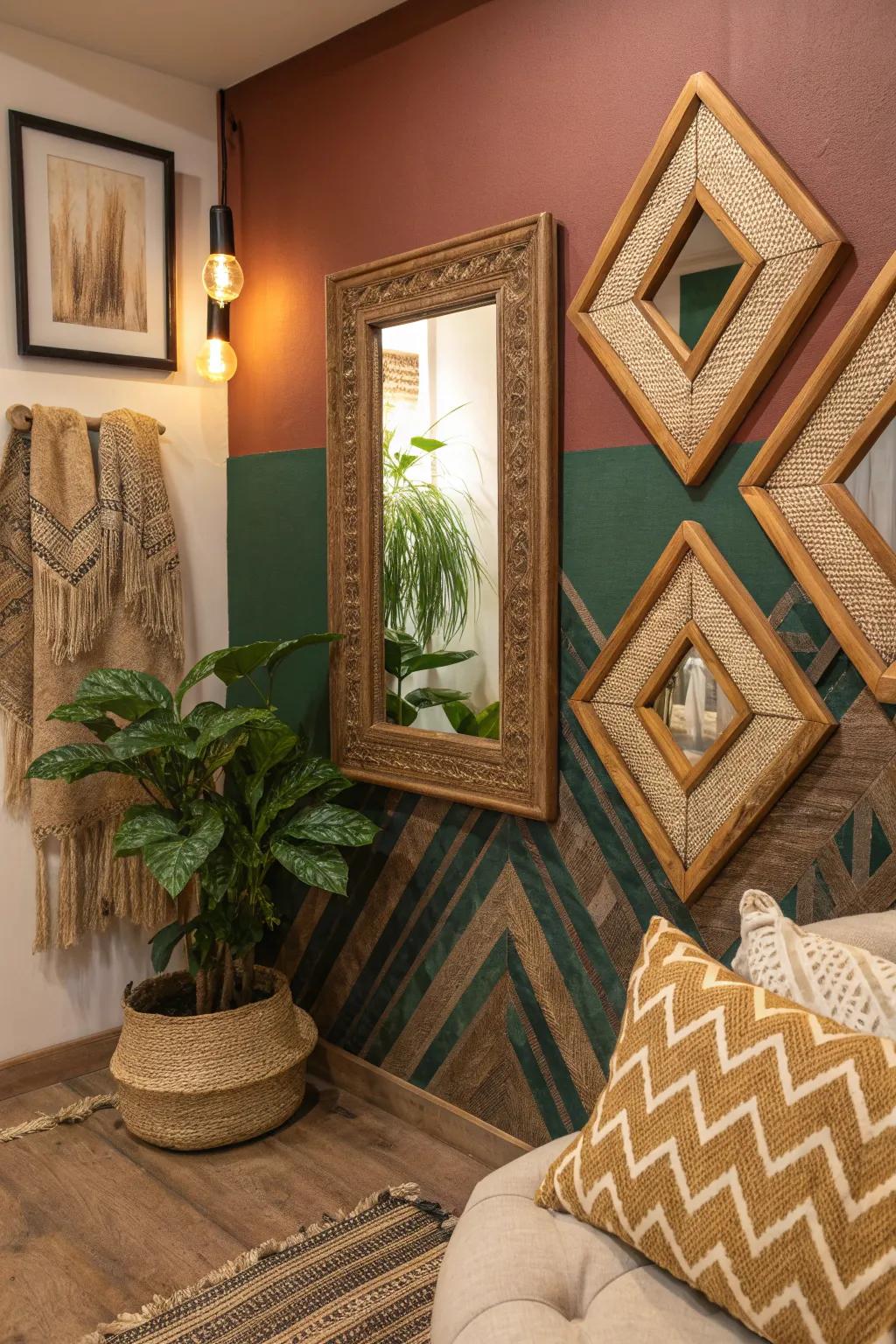 Elevate your wall with a rich mix of textures and materials.