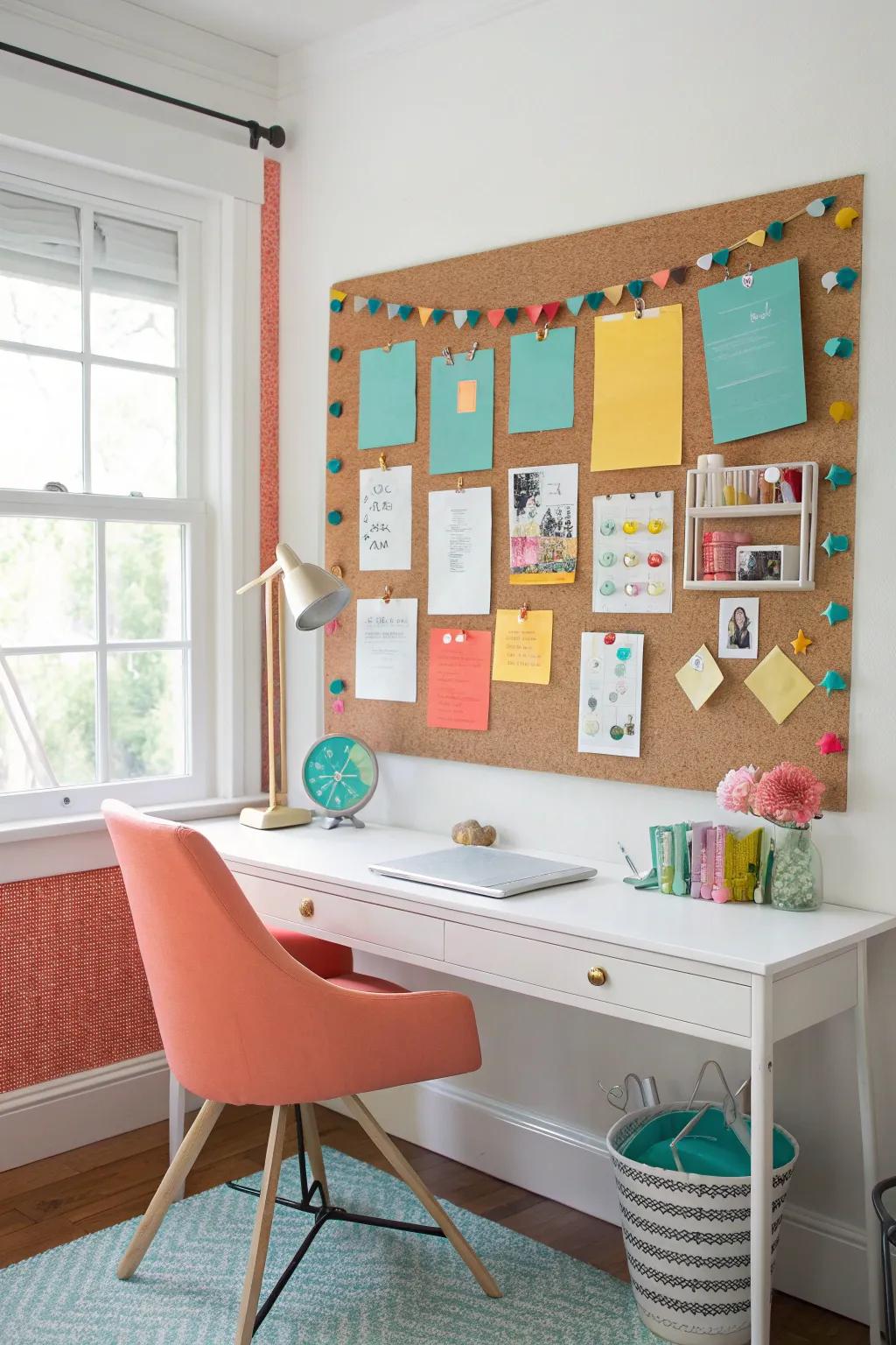 A well-curated bulletin board adds both function and flair to your workspace.
