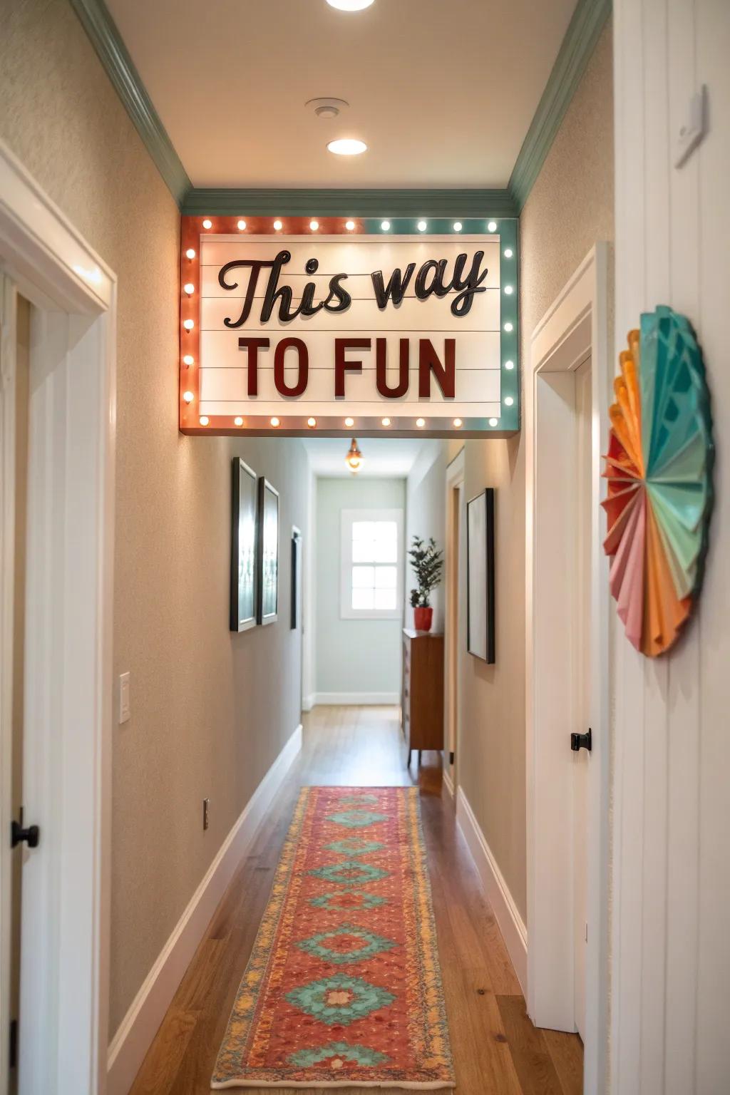 Guide your guests with humor and style using engaging hallway signs.