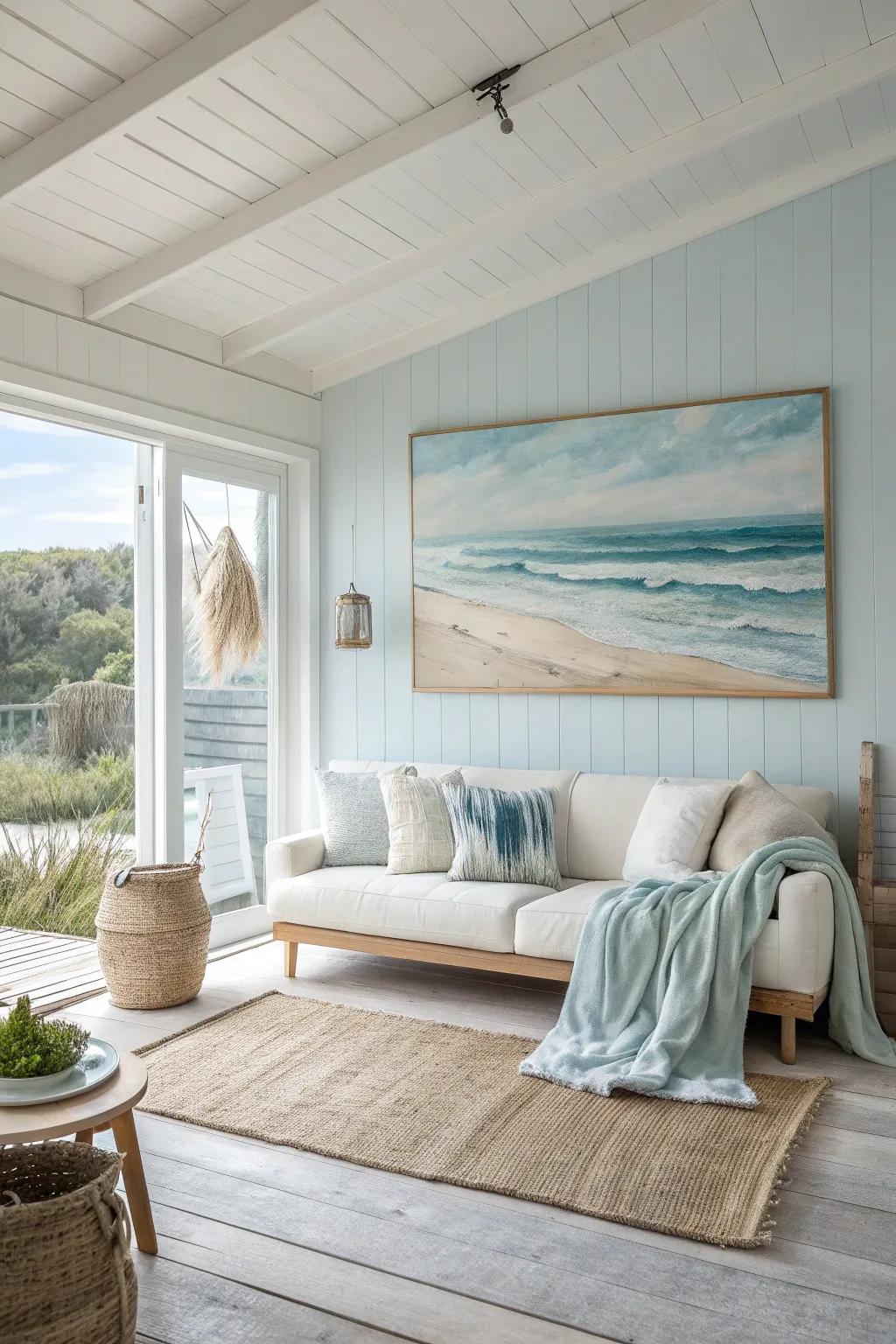 Bring the beach home with coastal-themed artwork.