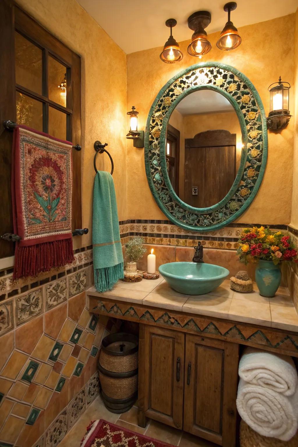 Reflect light and style with a decorative mirror that serves as a focal point.