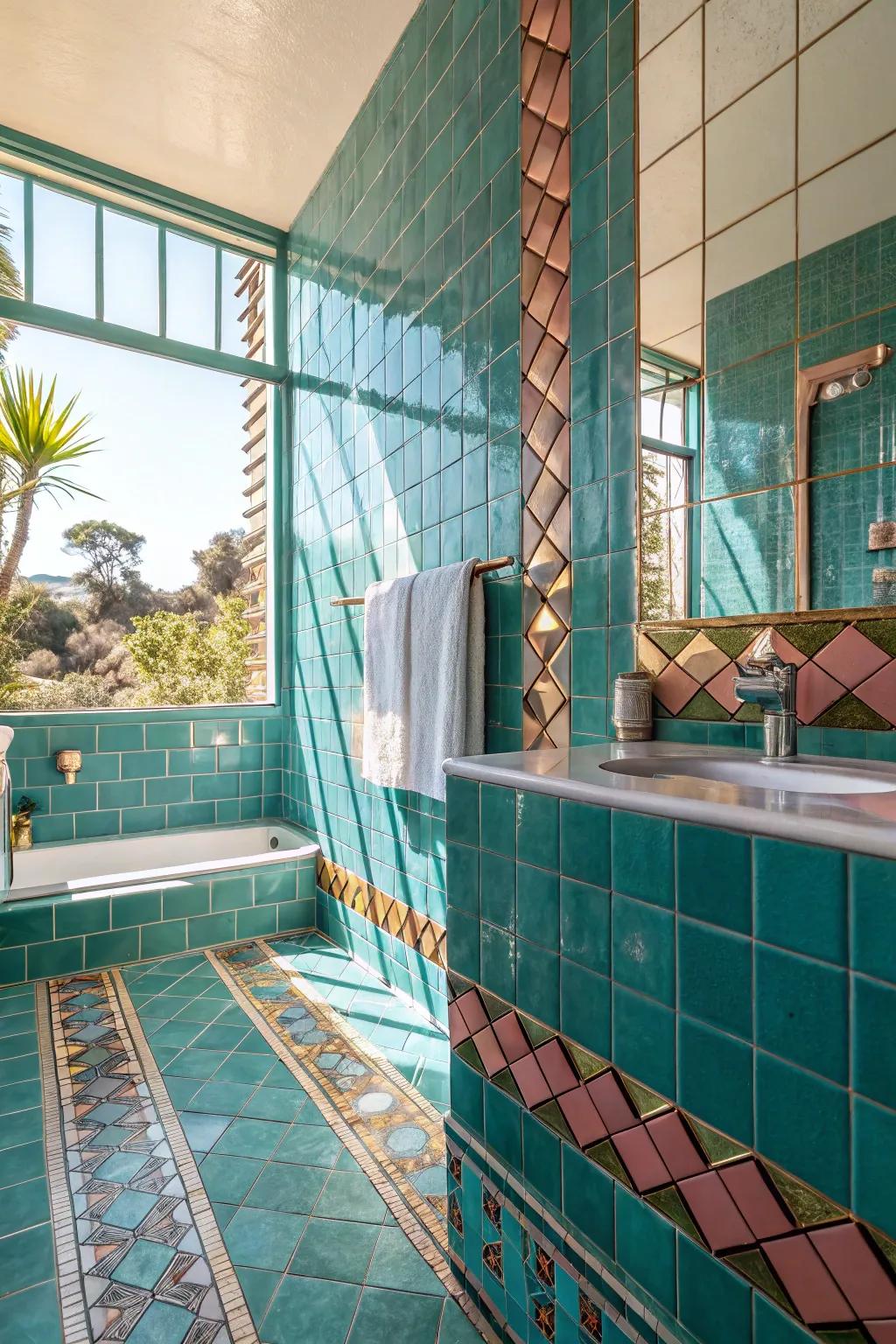 Introduce a hint of luxury with metallic tiles that catch the light beautifully.