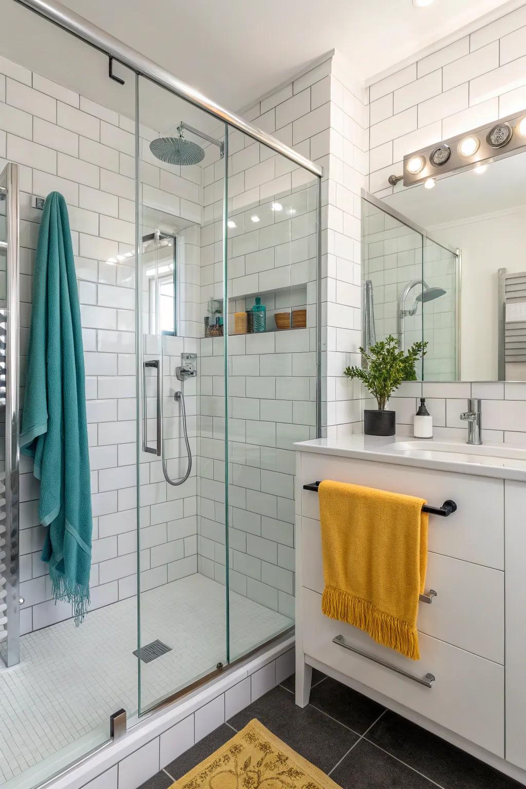 Embrace openness with a walk-in shower, creating a seamless and modern bathroom experience.