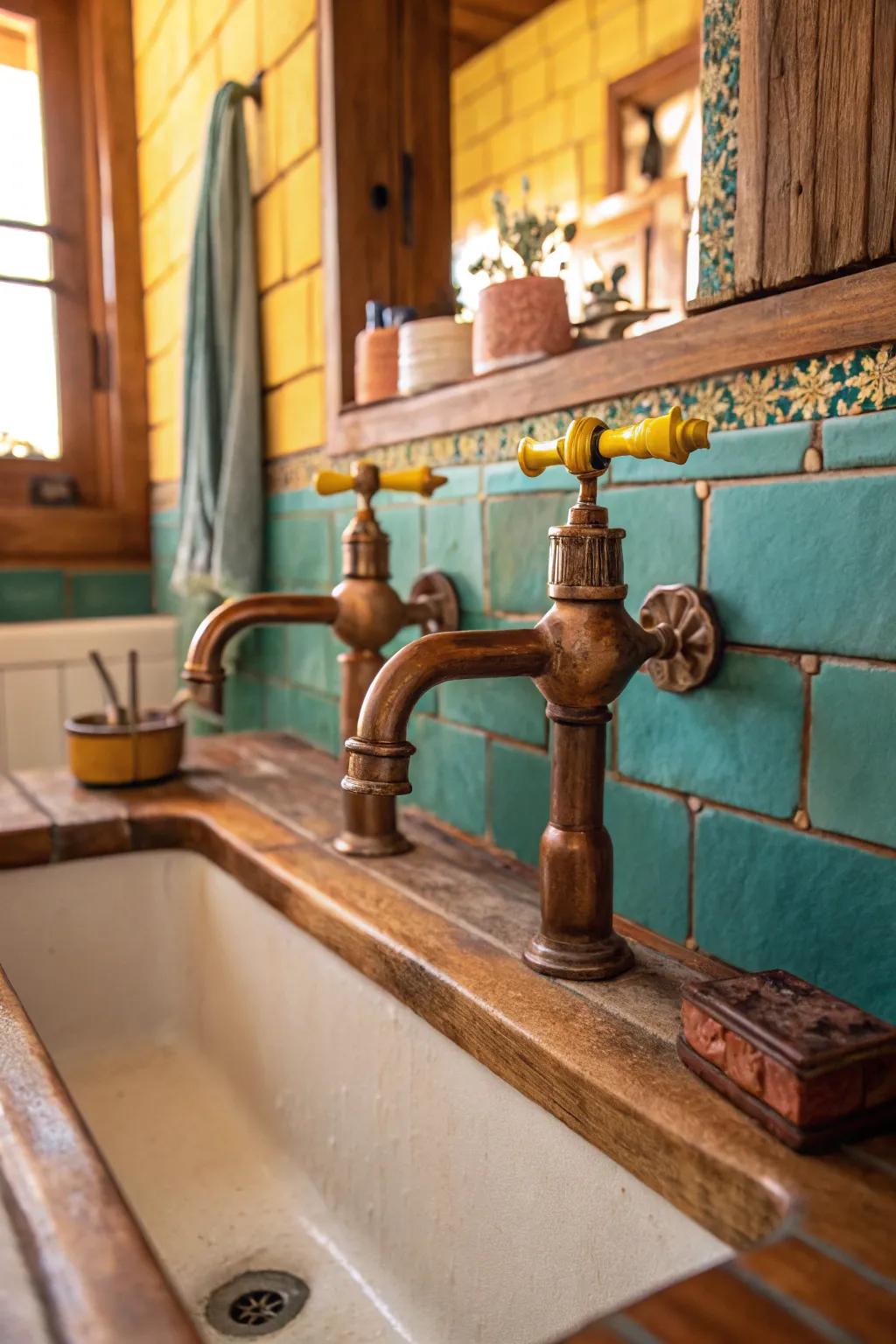 Copper faucets add elegance and a unique charm to your bathroom. 🛁 #VintageStyle #BathroomGoals