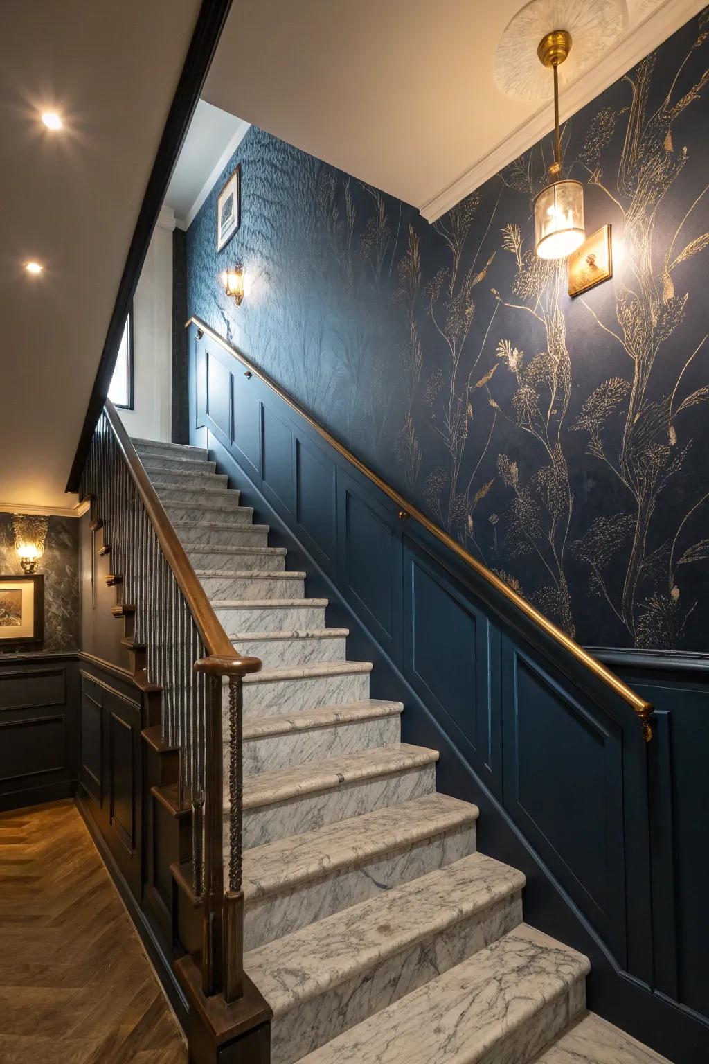 Make a statement with an accent wall that transforms your stair landing.