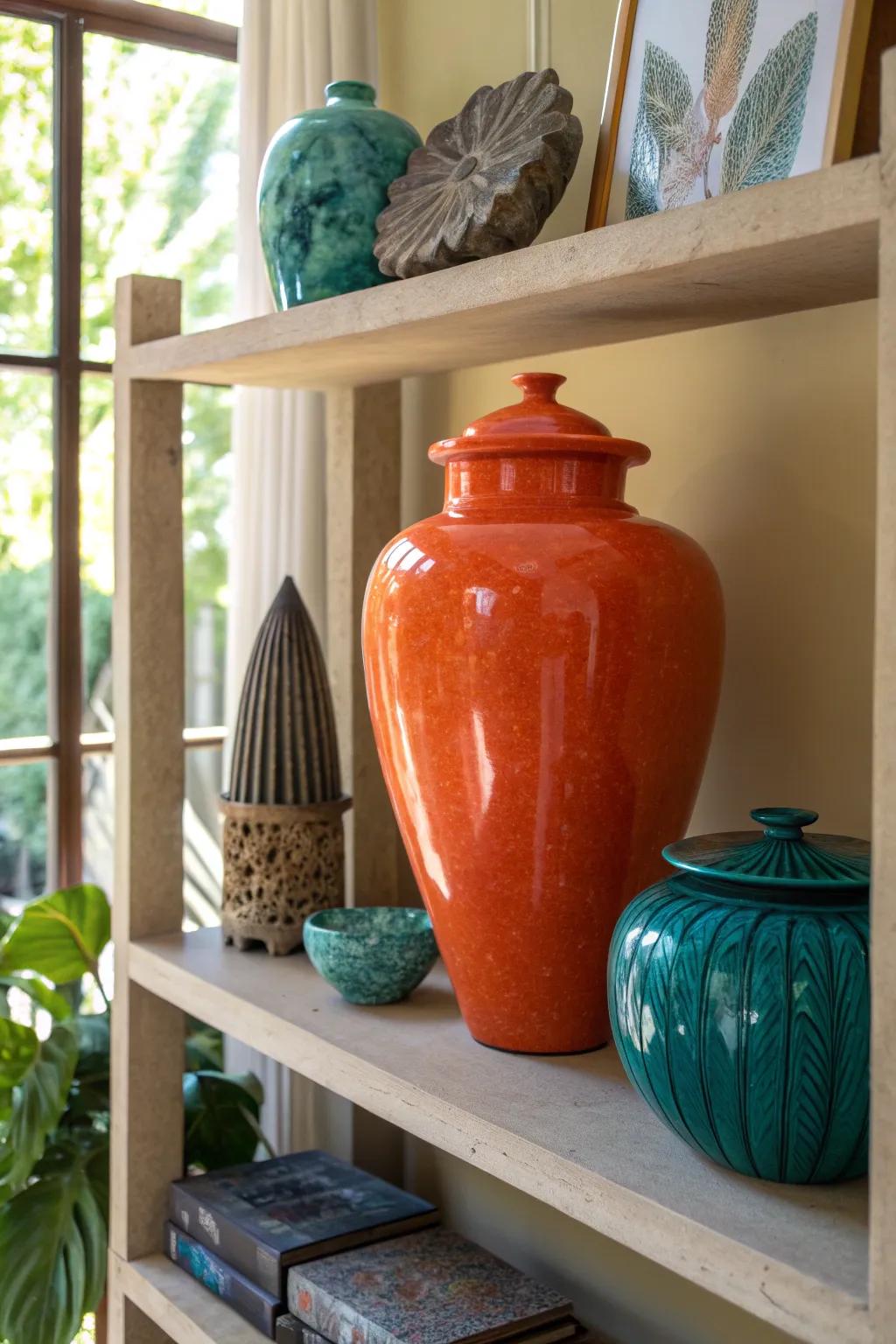 Anchor your memorial display with the natural beauty of ceramic and stone elements.