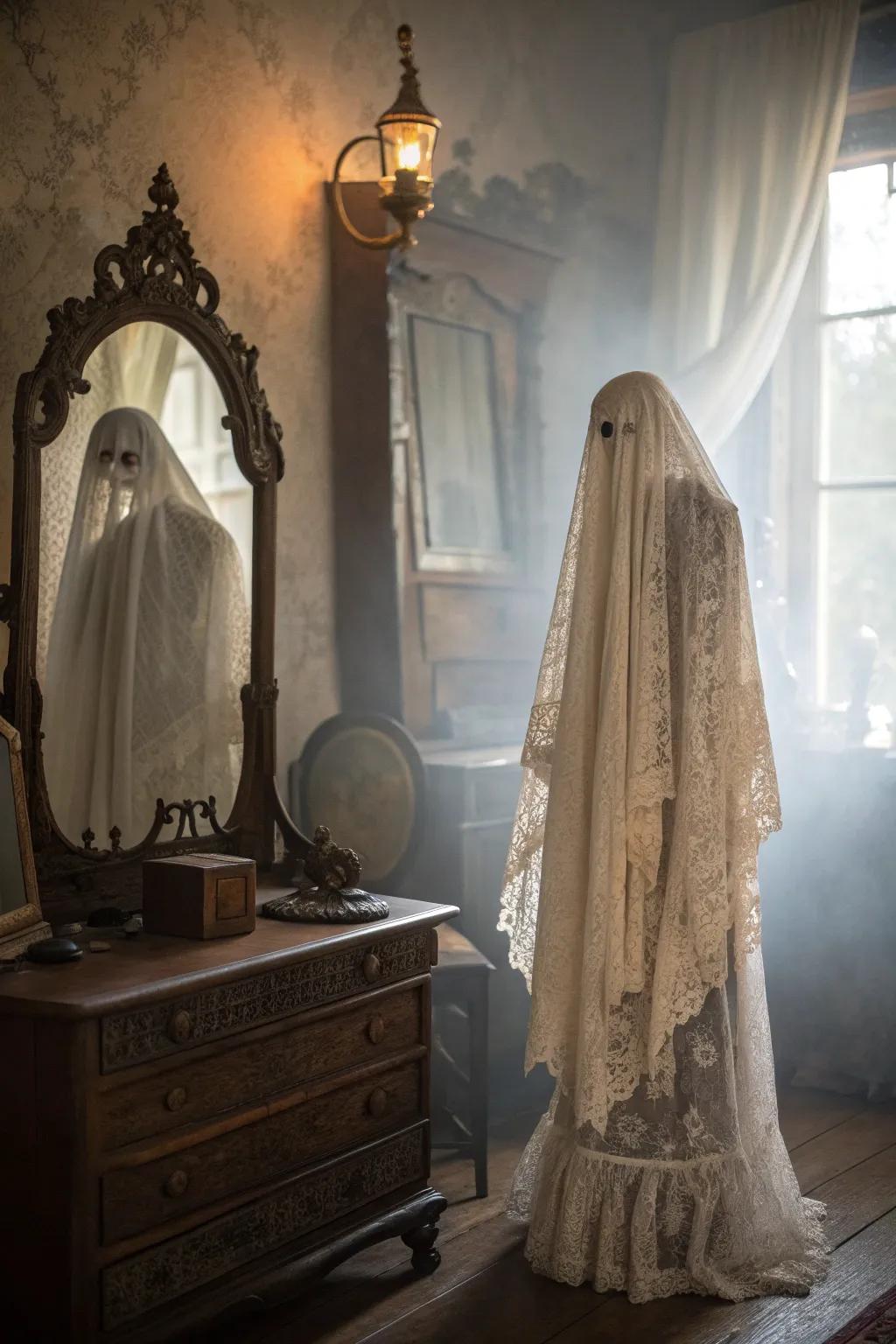 Hauntingly beautiful, a Victorian ghost costume brings a touch of elegance to the eerie.