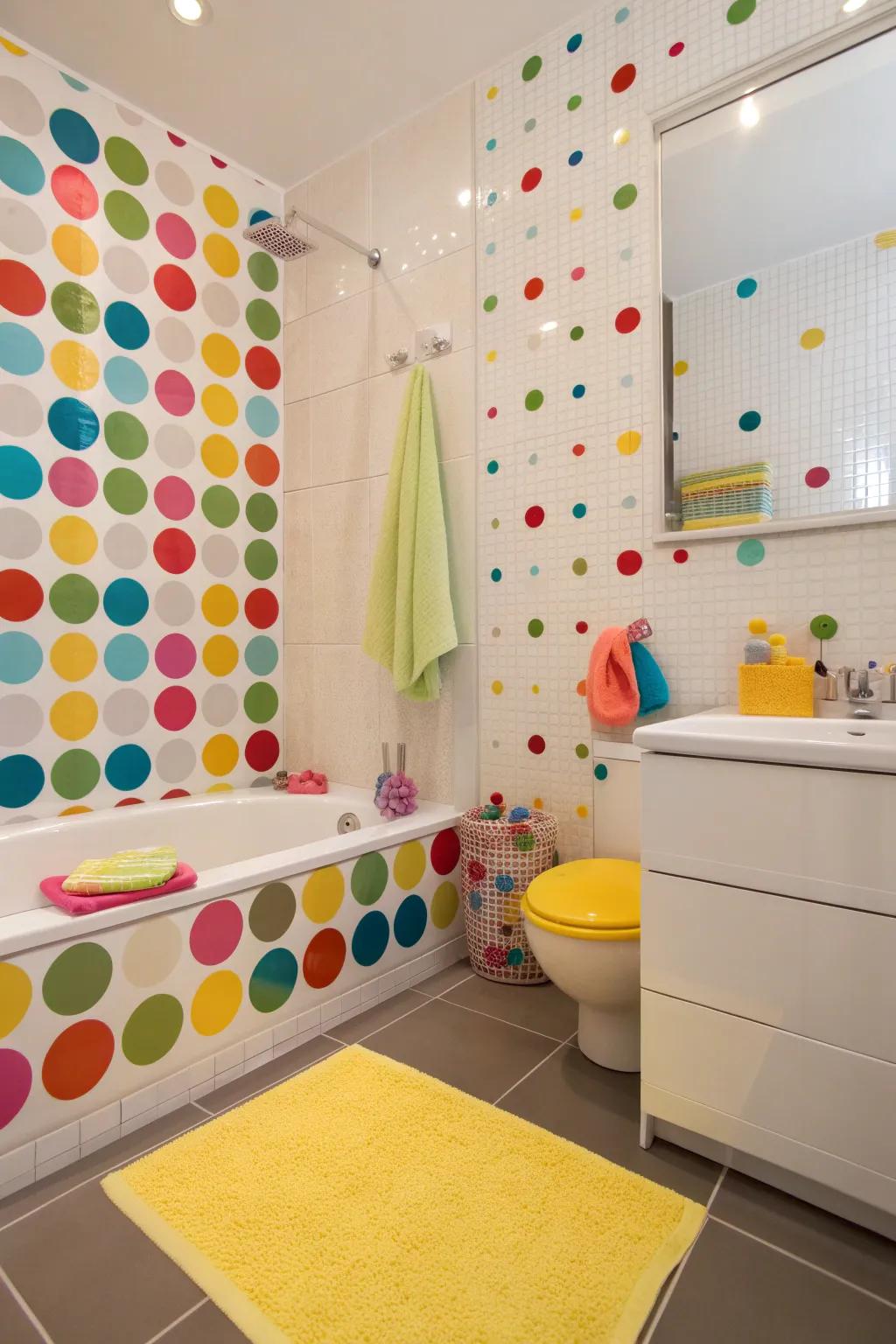 Invigorate your bathroom with playful patterns for a fun, lively atmosphere.