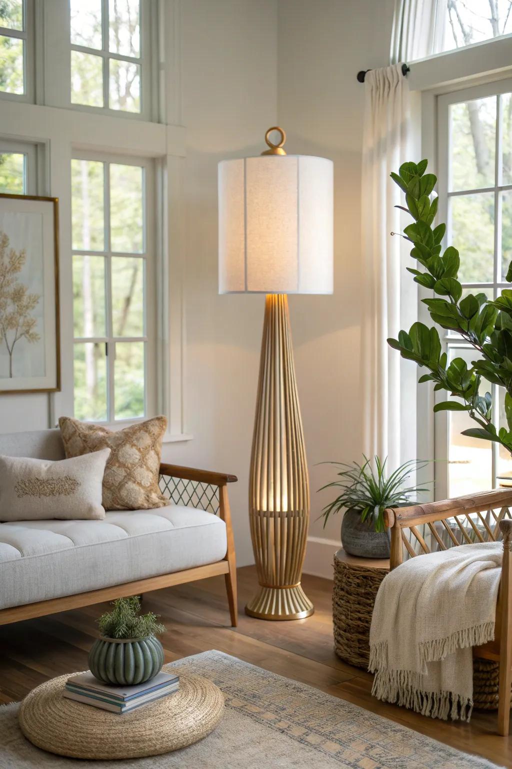 Make a statement with a floor lamp that shines in style. 💡 #LightingArt #HomeDecor