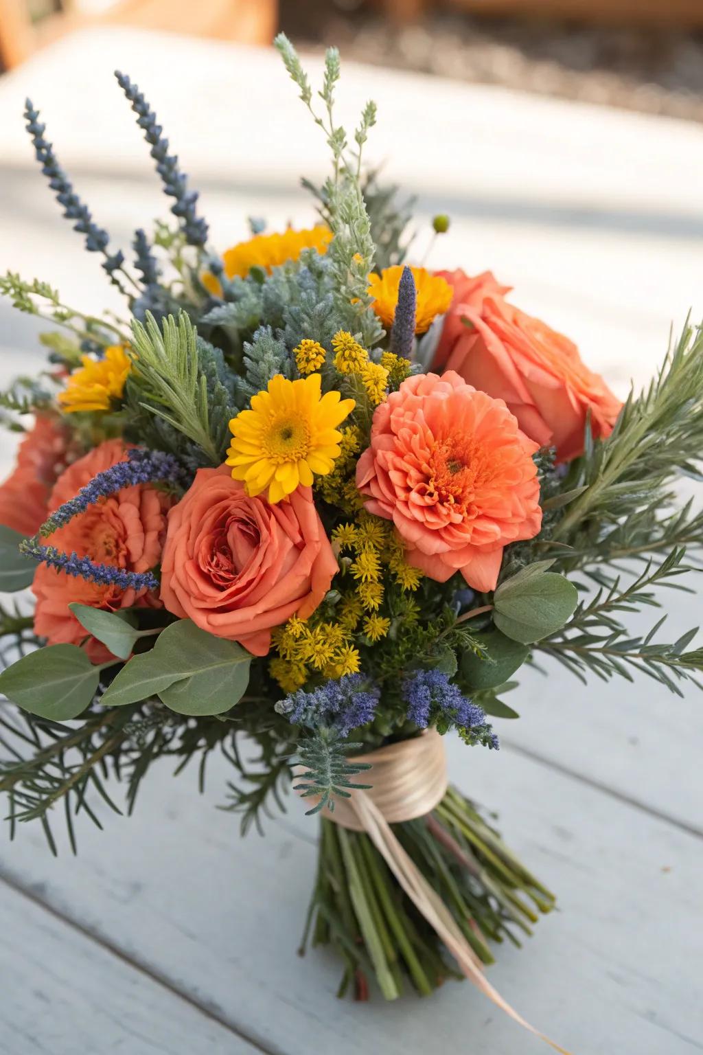 Add an aromatic twist to your flowers with fresh herbs. 🌿 #HerbalBouquet #AnniversaryFlowers