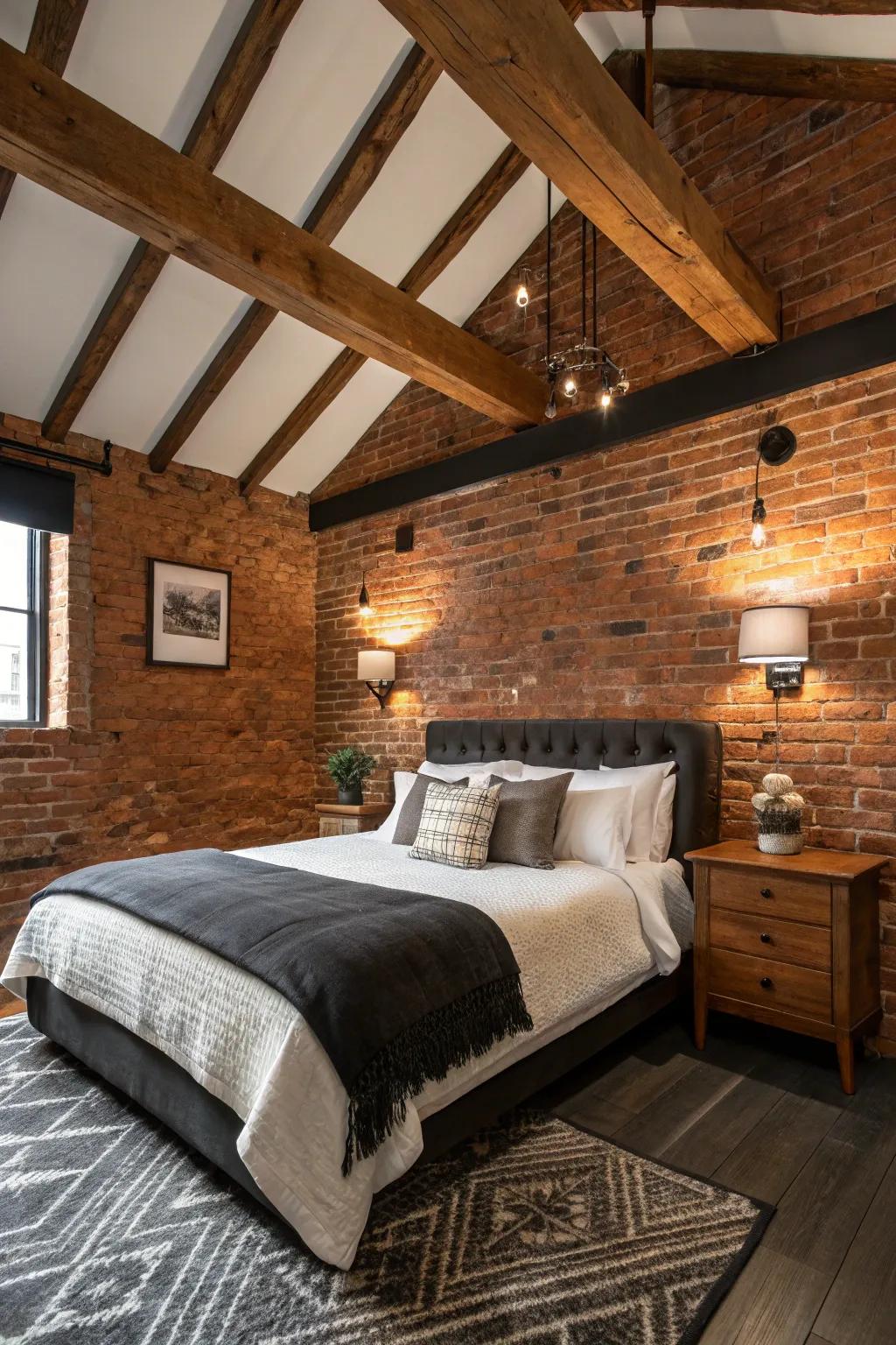 Character and depth shine with exposed architectural features.