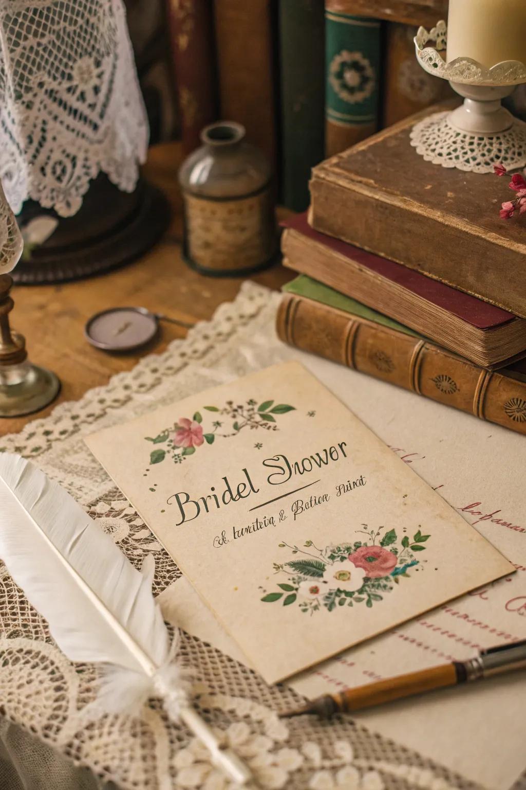 Vintage motifs bring a nostalgic and timeless charm to your card.