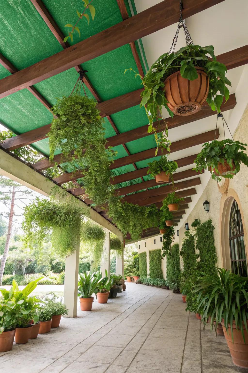 Invite nature in with a green ceiling that transforms your carport into a tranquil oasis.