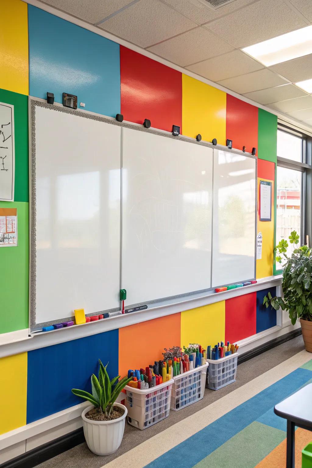 Unleash creativity with a coloring wall that invites imagination and fun.