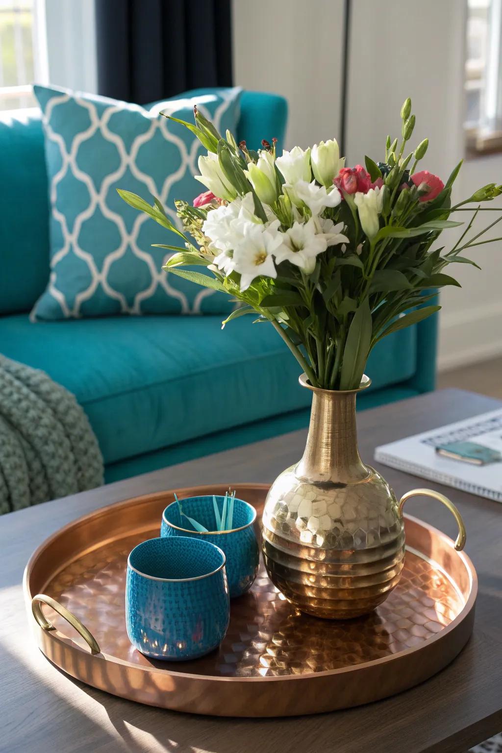 Metallic accents bring a touch of glamour and shine to your space. ✨ #MetallicDecor #GlamourHome