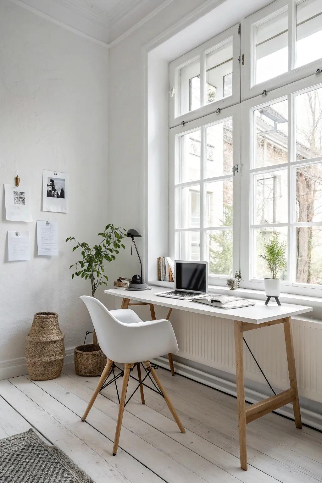 Bring clarity and openness to your workspace with bright whites that enhance natural light.