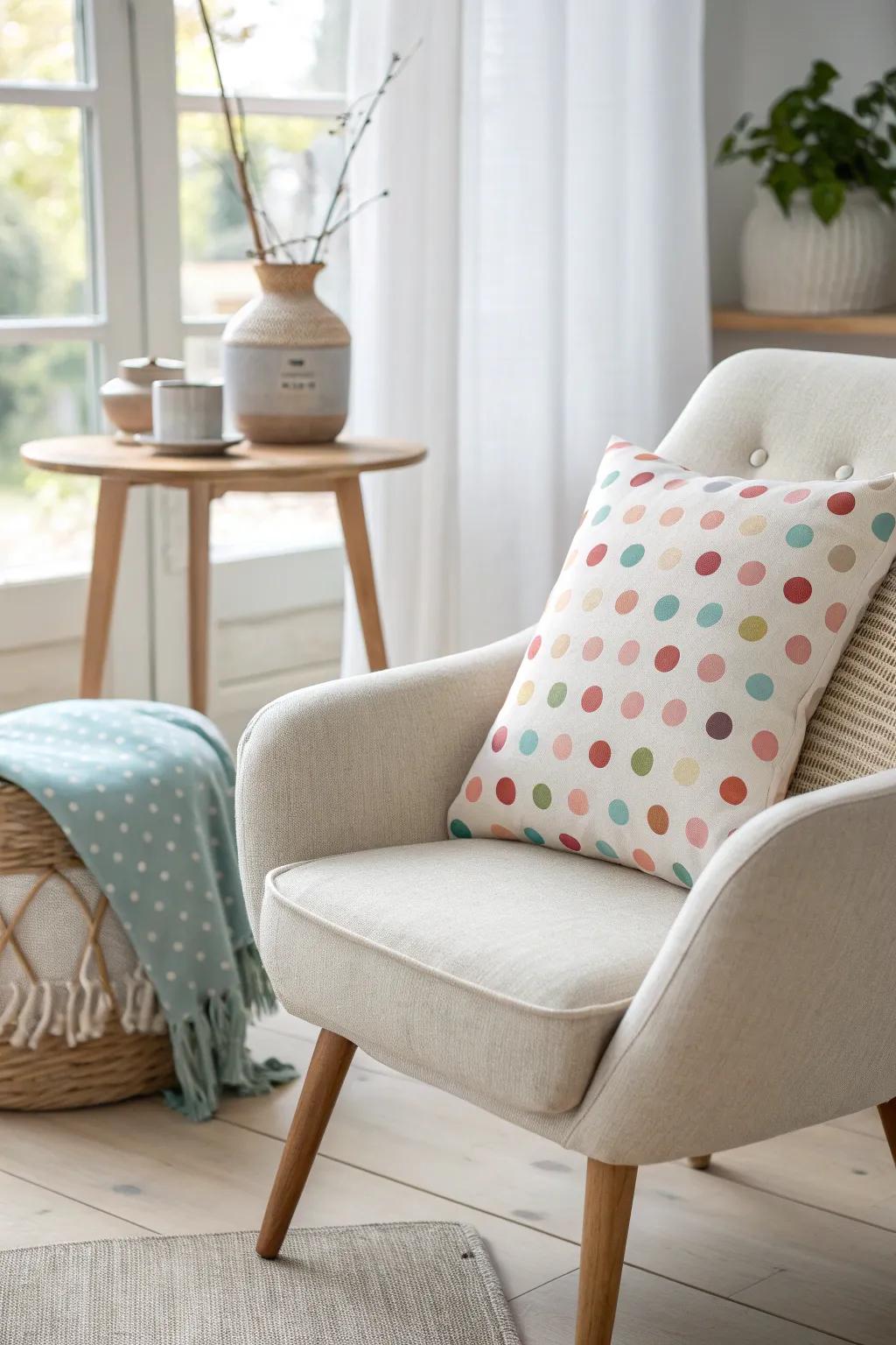 Add a playful touch to your decor with polka dots that bring joy and whimsy to any space.