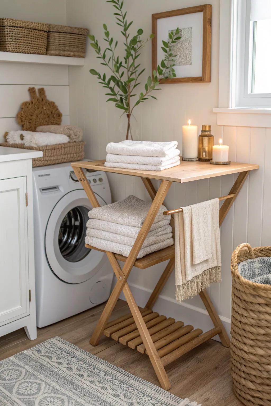 Simplify your laundry routine with a chic and compact folding station.