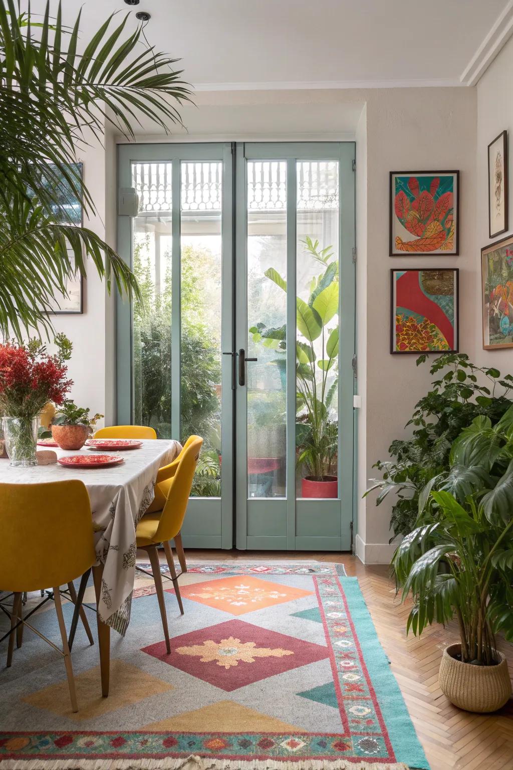 Balance light and privacy with frosted glass doors that glow softly.