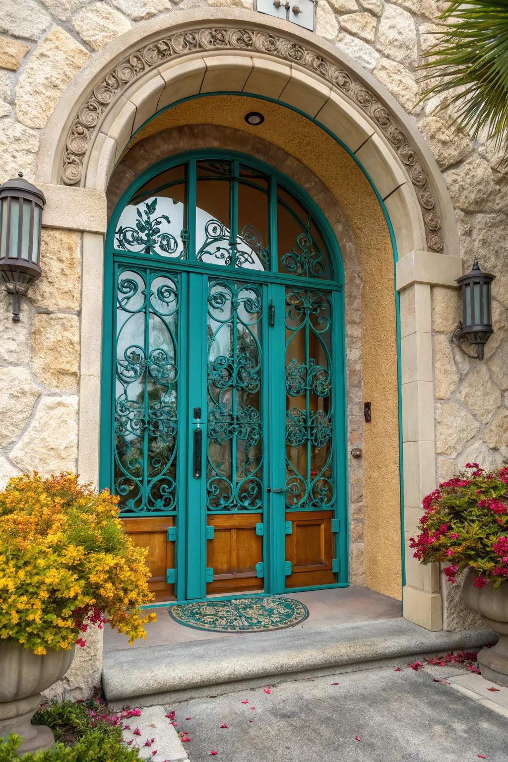 Elevate your entryway with artistic custom ironwork arched doors. 🎨 #ArtisticDesign #BespokeDetails #Craftsmanship