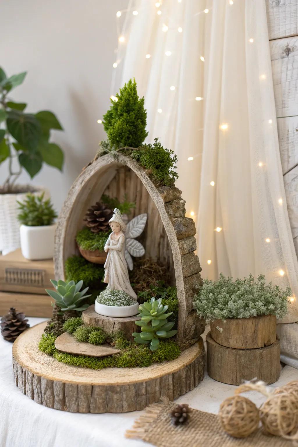 Escape to a miniature wonderland with a charming fairy garden nook. #FairyGarden #MiniatureMagic