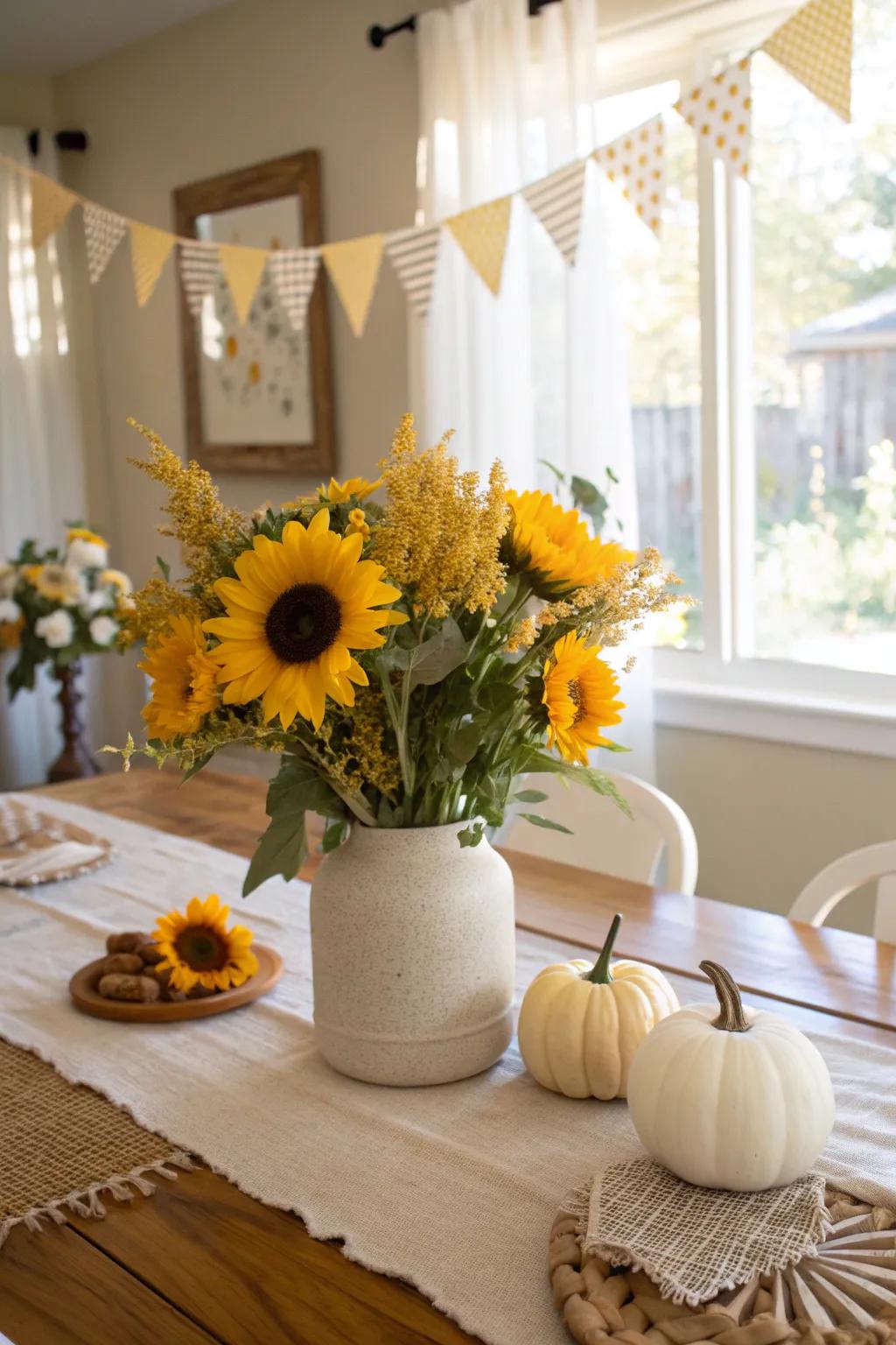 Brighten up your venue with sunflowers that add a cheerful touch to the decor.