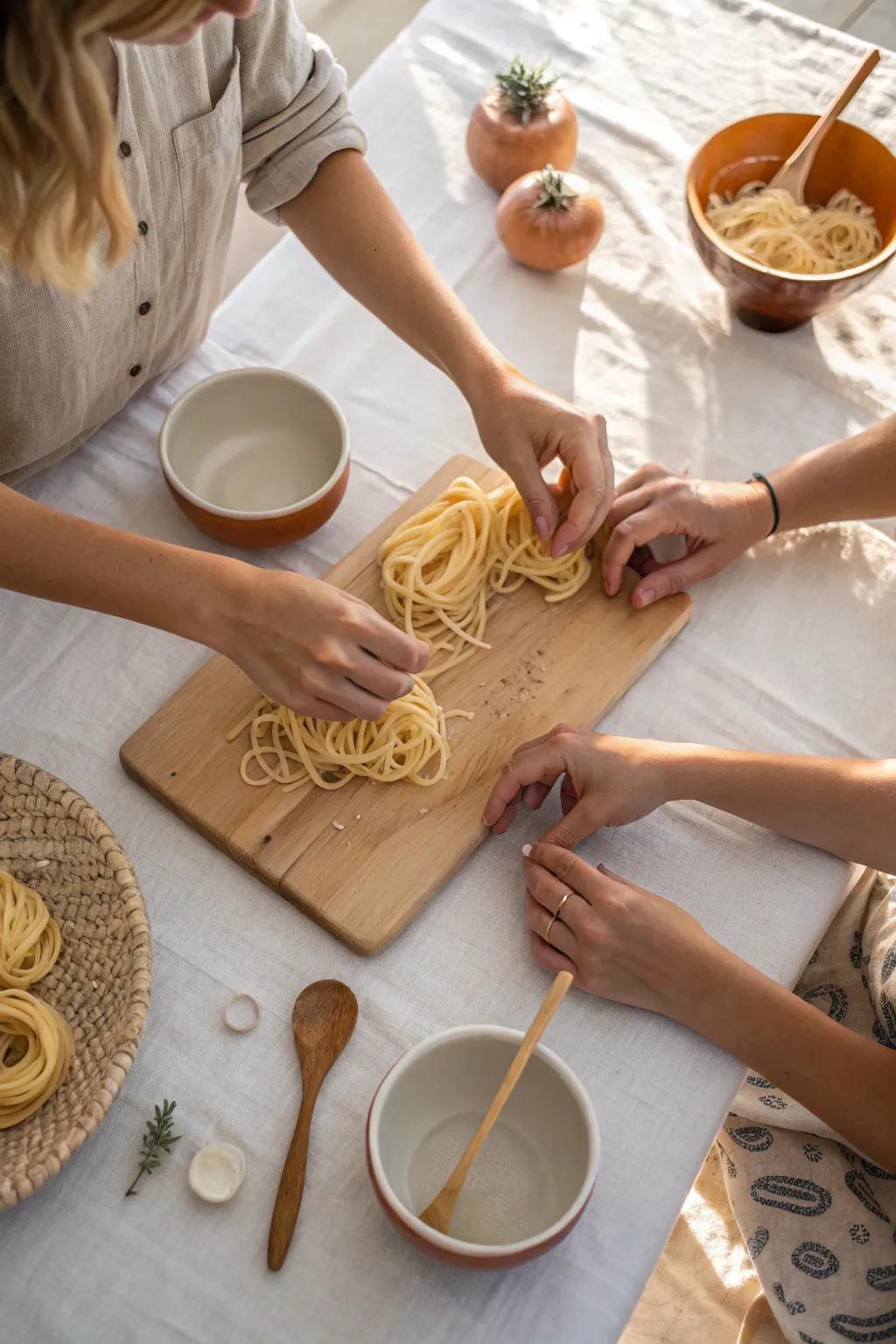 Dive into the art of pasta-making with friends for a deliciously fun experience.