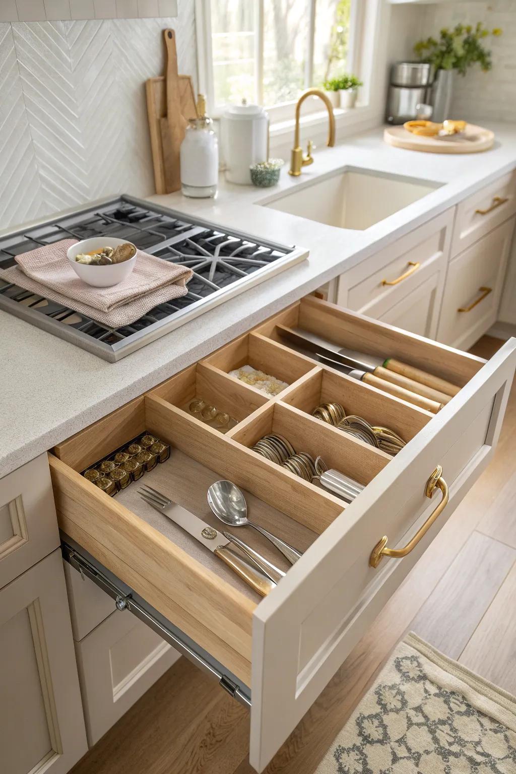 Achieve drawer nirvana with dividers for a perfectly organized kitchen.