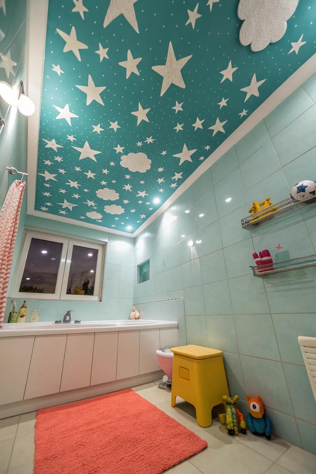 Look up! A whimsical ceiling design invites imagination and wonder.