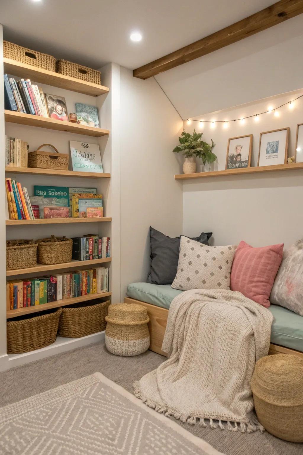 Cultivate a love for reading with a cozy nook perfect for storytime adventures.