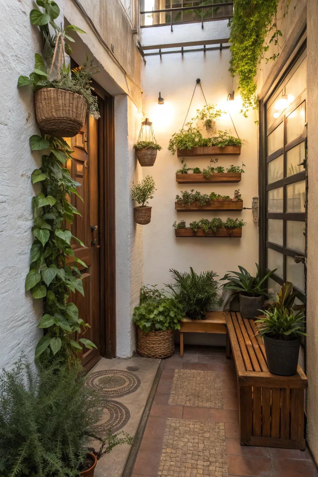 Bring nature indoors with vertical plant displays that freshen up your entryway. 🌿 #PlantDecor #GreenLiving