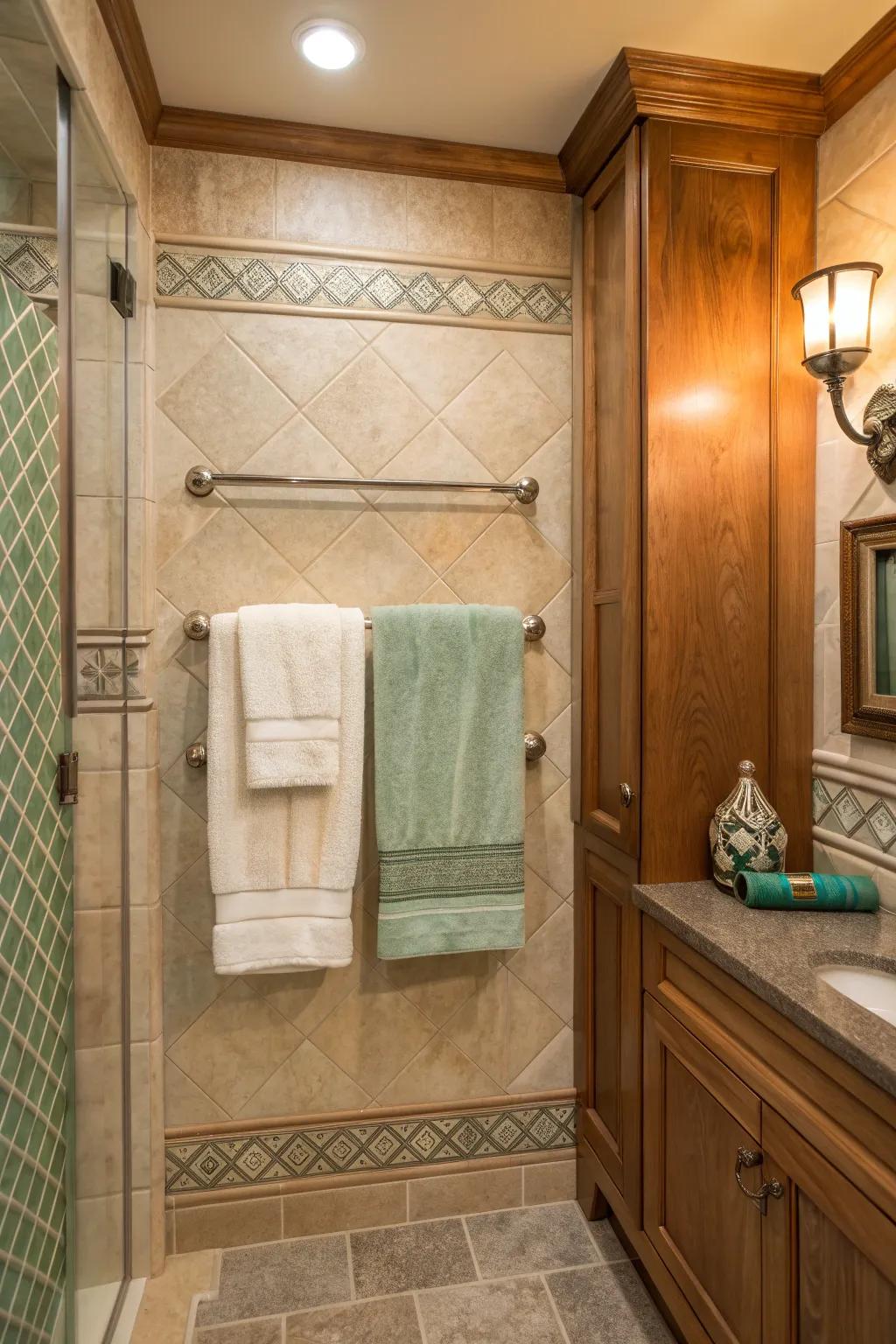 Streamline your bathroom with recessed towel bars that keep essentials at your fingertips.