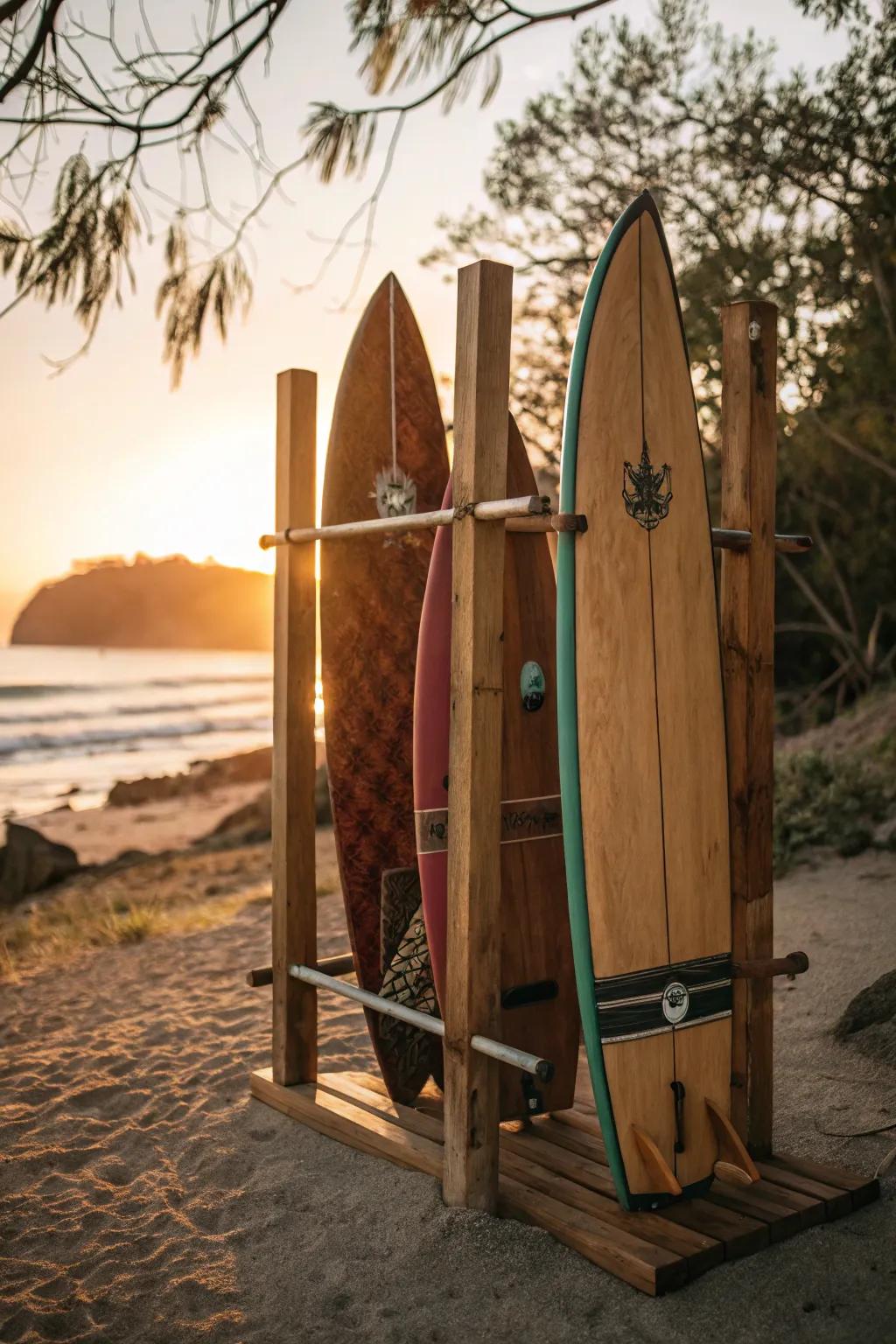 Get creative with DIY surfboard racks that showcase your personal style and ingenuity. 🔨💡 #DIYProjects #SurfStorage