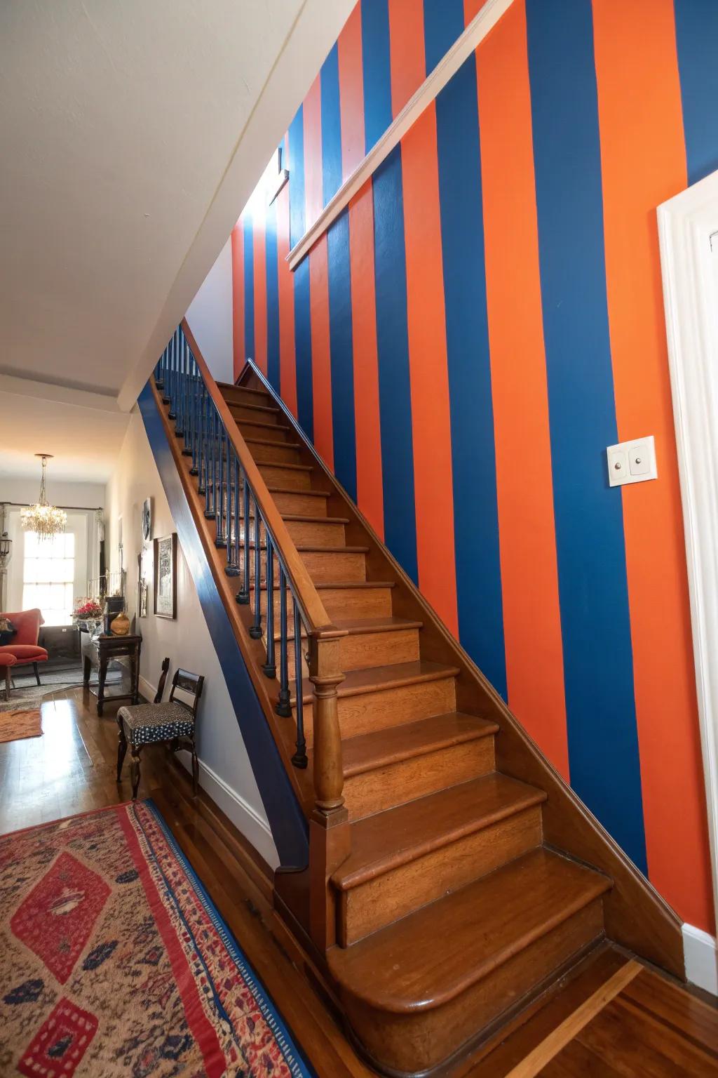 Add movement and flow to your stairway with stylish vertical stripes.