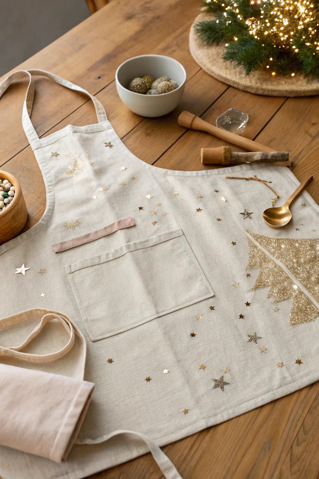 Make your apron sparkle with glittery embellishments! ✨ #SparkleAndShine #FestiveFashion