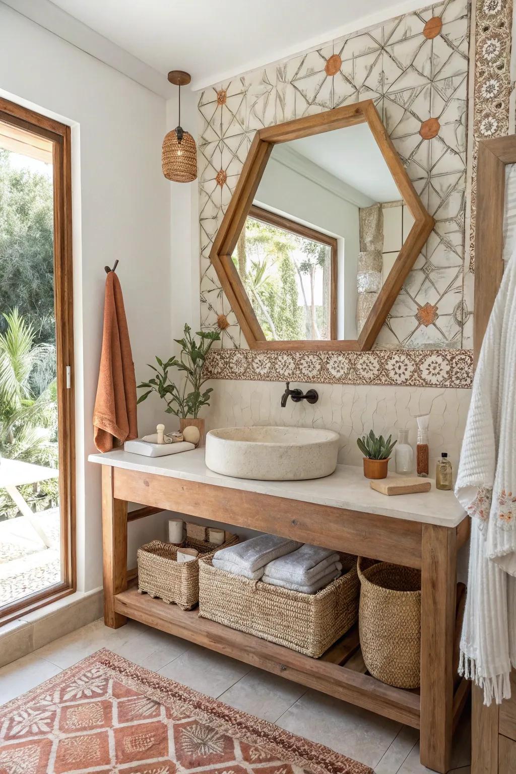 Geometric shapes bring a modern flair to your boho sanctuary.